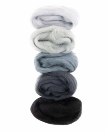 European Merino Wool Roving/ Big Wool XXL - Colour-set 10 - Grey/Black