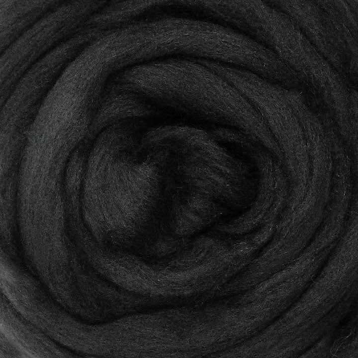 European Merino Wool Pencil Roving - Big Wool - 333 Charcoal Black