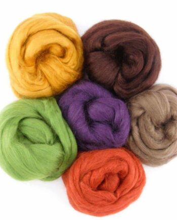 Tussah zijde lont 6 x 10 grams - herfst/aarde kleuren