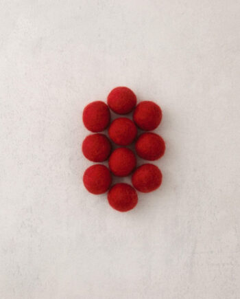 Felt bead - 18 mm -  per 10 pieces -  red