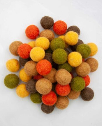 Felt bead - 18 mm -  Set of 10 pieces in 5 autumn Colours