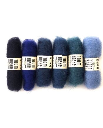 Mini Bhedawool - 2 gram - set of 6 colours (12 gram total)  -  blue tones