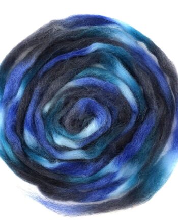 Space & Rainbow Wool Roving - 1 kilo - blauw
