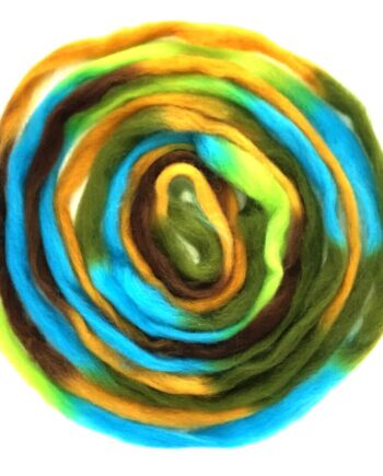 Space & Rainbow Wool Roving - 1 Kilo - brown-turquoise-green