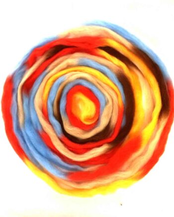 Space & Rainbow Wool - orange-light blue-yellow