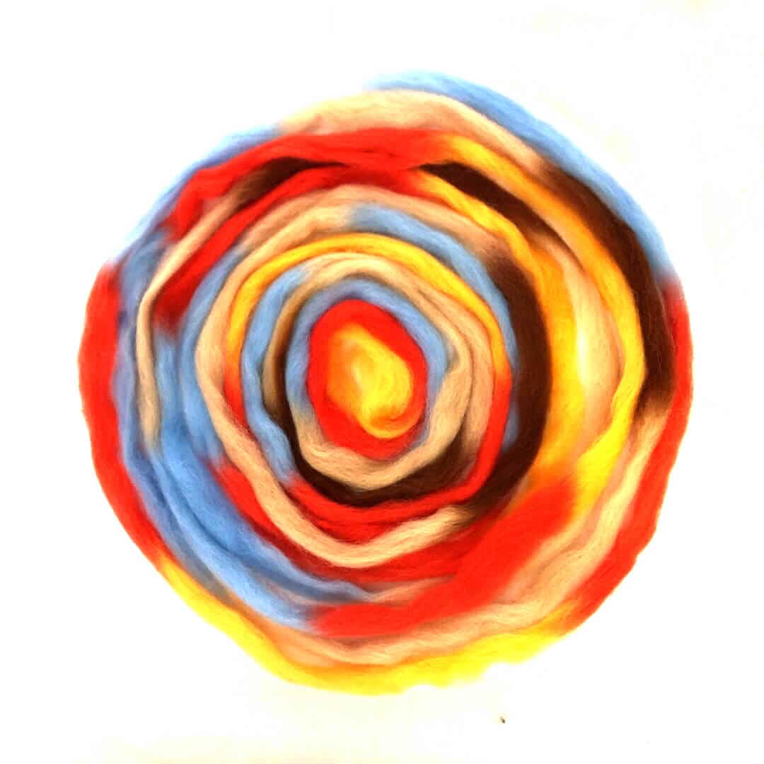 Space & Rainbow Wool - orange-light blue-yellow