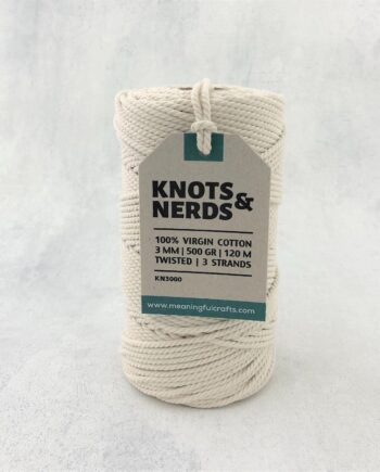 Ongeverfd Macramé Touw - Knots&Nerds - Twined - 3 mm
