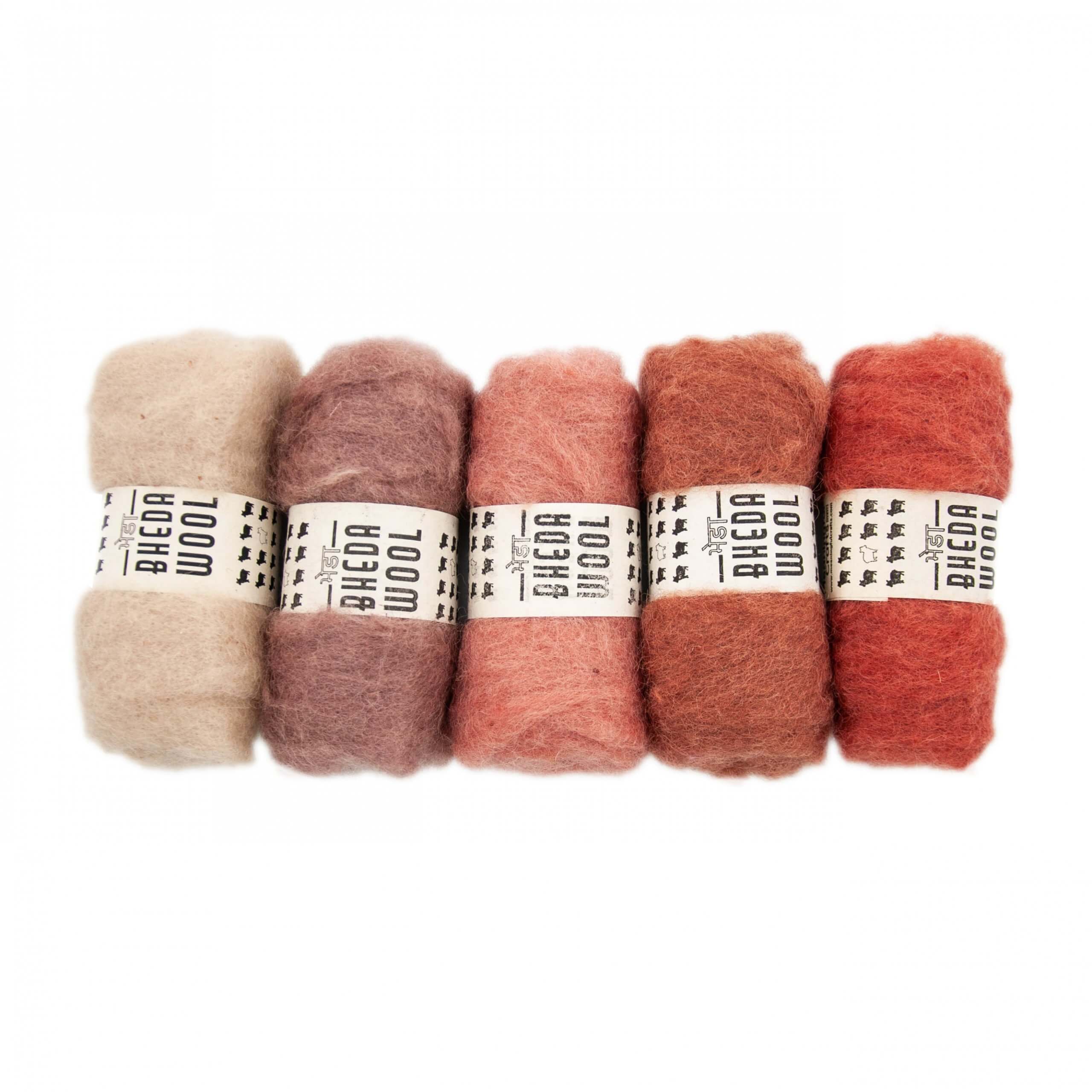 Bhedawool - 25 gram - Kleurset met vijf kleuren - Terra Tinten