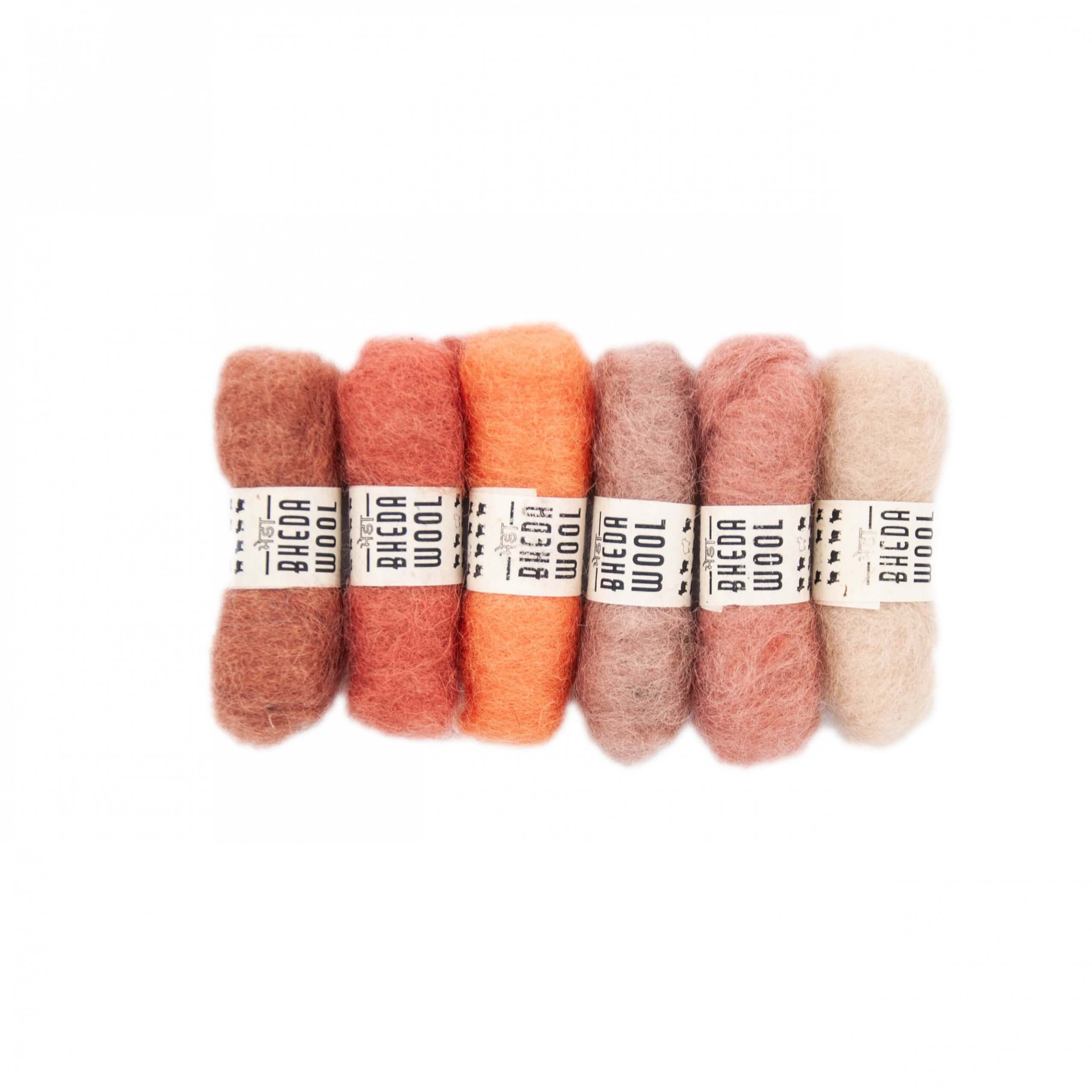 Mini Bhedawool - 2 gram - set of 6 colours (12 gram total) - Terra Tones