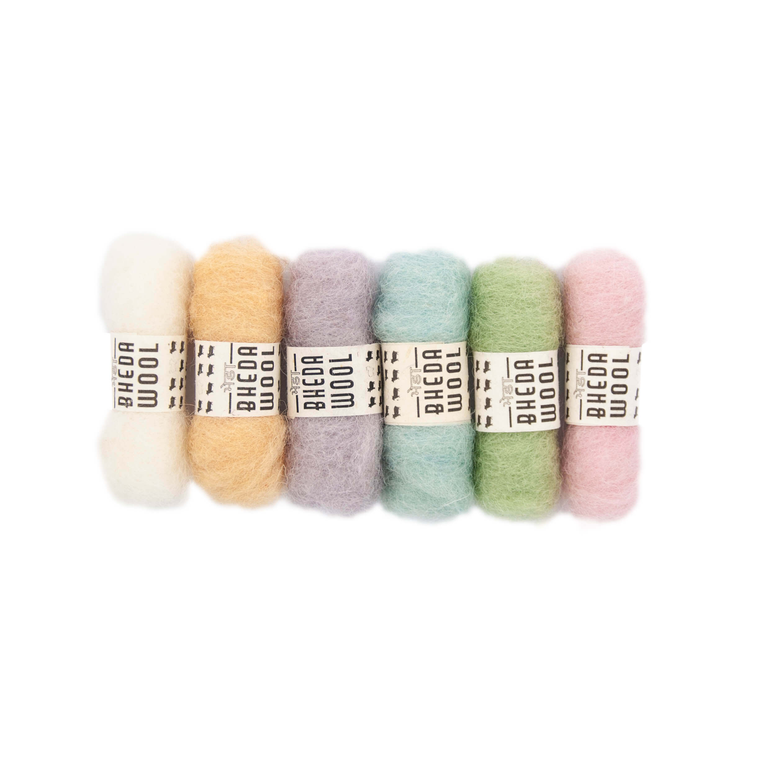 Mini Bhedawool - 2 gram - set of 6 colours (12 gram total) - Pastel Tones