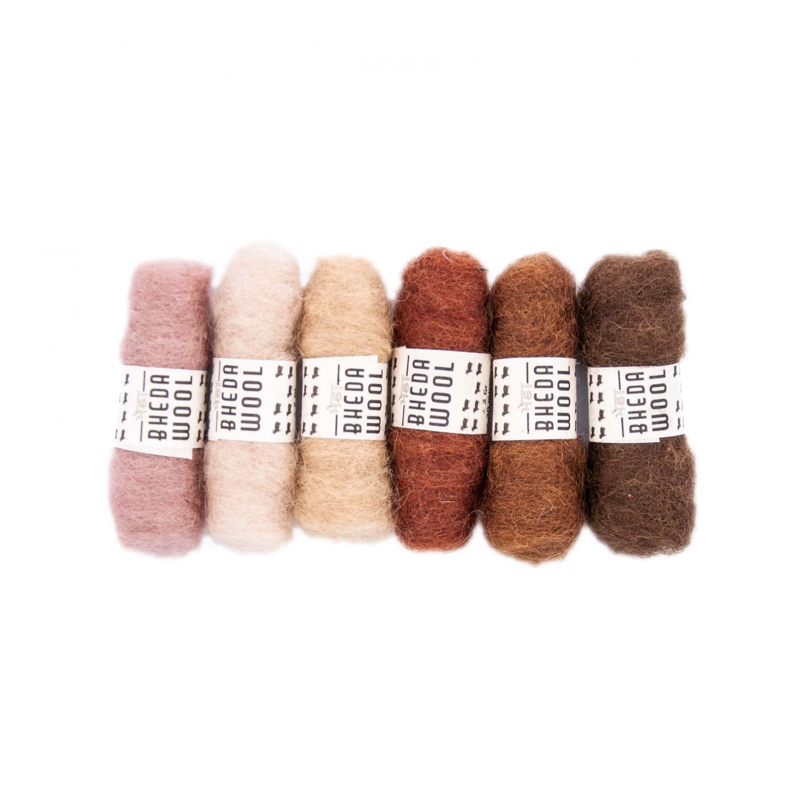 Mini Bhedawool - 2 gram - set of 6 colours (12 gram total) - Skin Tones