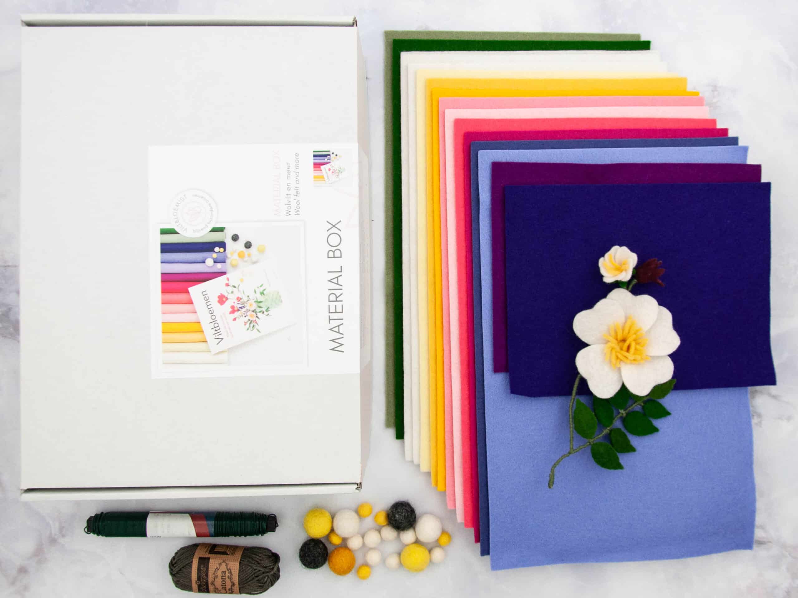Viltbloemen Boek + Materialen box Bundel